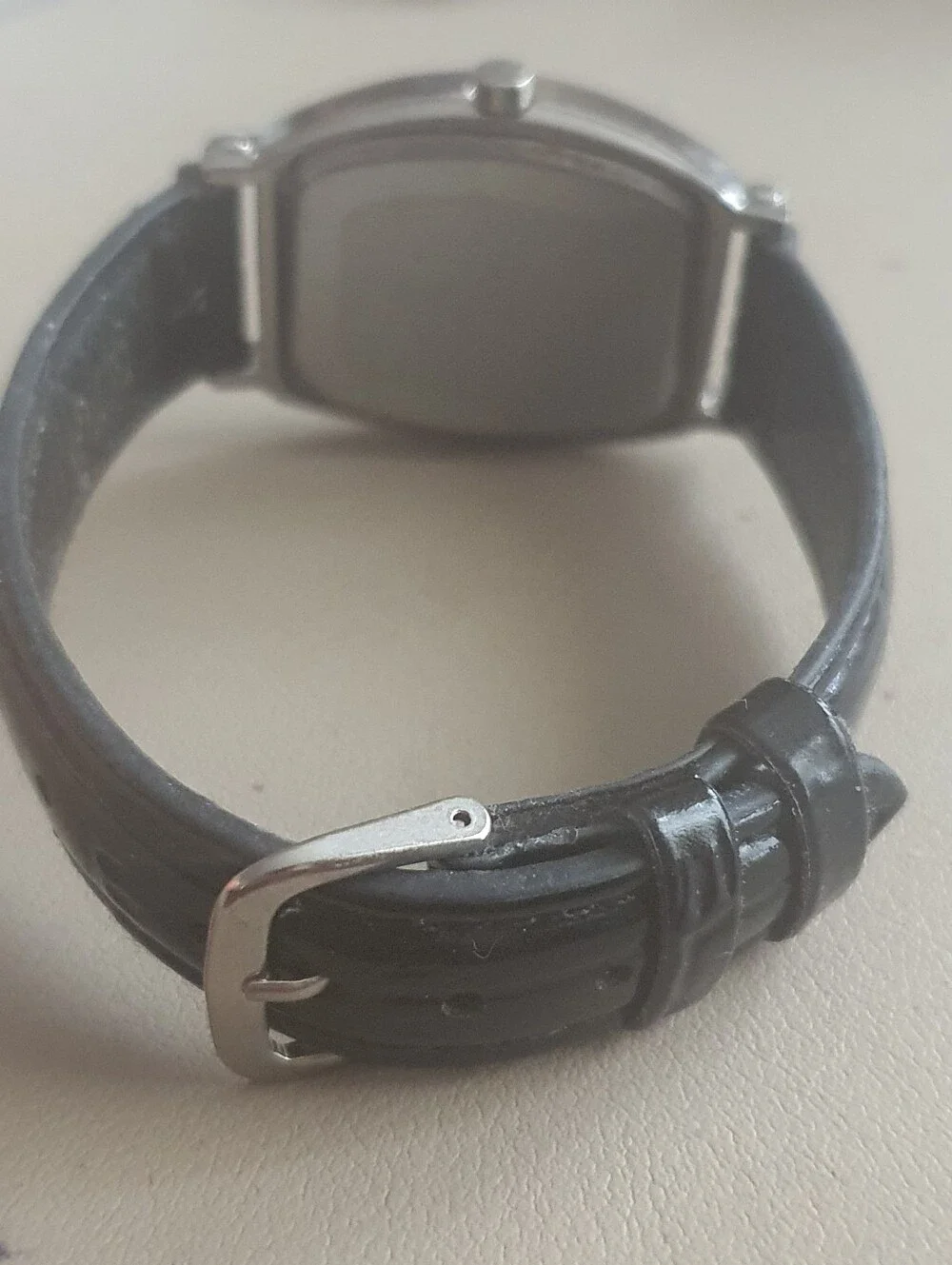 10/$20 SKC Silver/Black Leather Men's Tank Watch